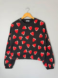 NEW Ex M&S Black & Red Heart Cropped Sweater Jumper - Girls 14-15 Years
