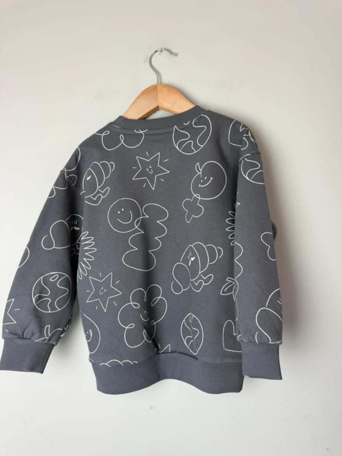 NEW Ex M&S Cotton Rich Doodle Sweater Jumper - Boys 4-5 Years