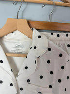 NEW Ex M&S Cream & Black Polka Dot Short Summer Pyjama Set - Girls 4-5 Years