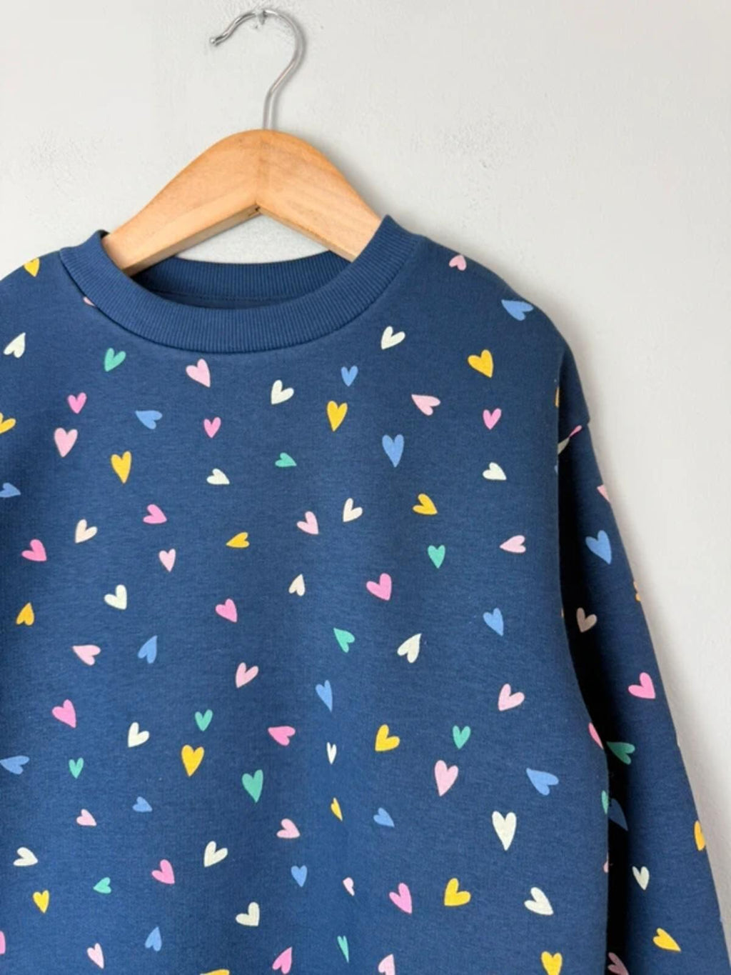 NEW Ex M&S Navy & Multicolour Heart Sweater Jumper - Girls 7-8 Years