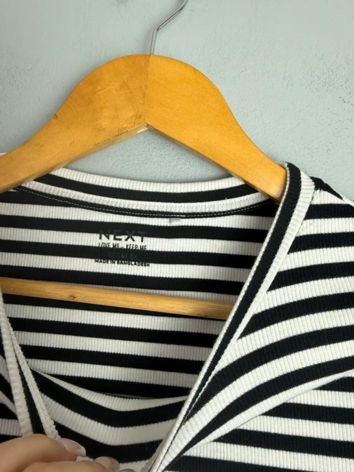NEW Ex Next Ribbed Black & White Long Sleeve Top - Girls 14 Years