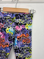 NEW Ex Next Purple Graffiti Leggings - Girls 5 Years