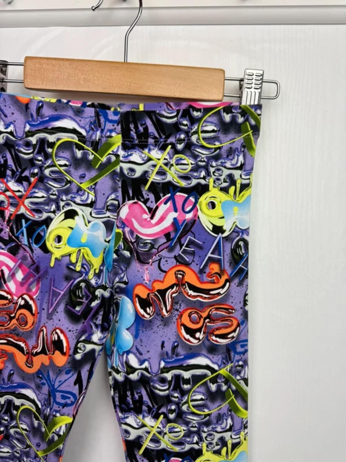 NEW Ex Next Purple Graffiti Leggings - Girls 5 Years