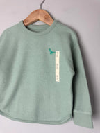 NEW Ex M&S Green Waffle Print Dinosaur Sweater Jumper - Boys 2-3 Years