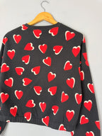 NEW Ex M&S Black & Red Heart Cropped Sweater Jumper - Girls 14-15 Years