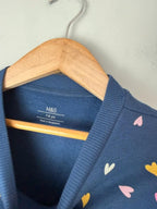 NEW Ex M&S Navy & Multicolour Heart Sweater Jumper - Girls 7-8 Years