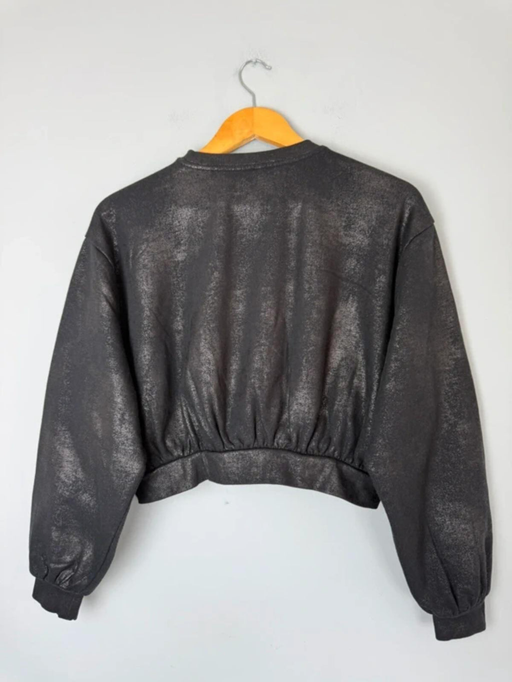 NEW Ex M&S Black Foil Detail Cropped Sweater Jumper - Girls 14-15 Years