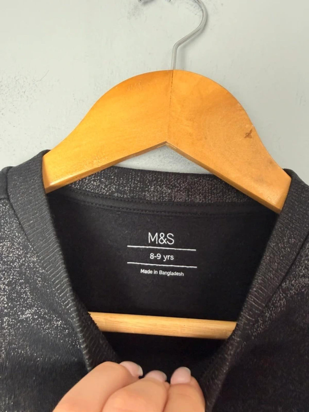 NEW Ex M&S Black Foil Detailed Sweater Jumper - Girls 8-9 Years