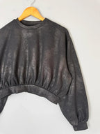 NEW Ex M&S Black Foil Detail Cropped Sweater Jumper - Girls 14-15 Years