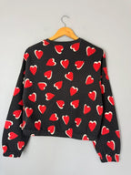 NEW Ex M&S Black & Red Heart Cropped Sweater Jumper - Girls 14-15 Years