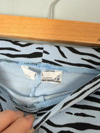 NEW Ex M&S Blue & Black Zebra Striped Ribbed Flared Leggings - Girls 6-7 Years