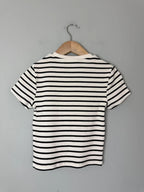 NEW Ex M&S Weekend Club Striped Ribbed Short Sleeve Top - Girls 10-11 Years