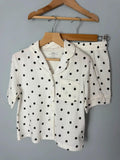 NEW Ex M&S Cream & Black Polka Dot Short Summer Pyjama Set - Girls 4-5 Years