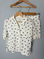 NEW Ex M&S Cream & Black Polka Dot Short Summer Pyjama Set - Girls 4-5 Years