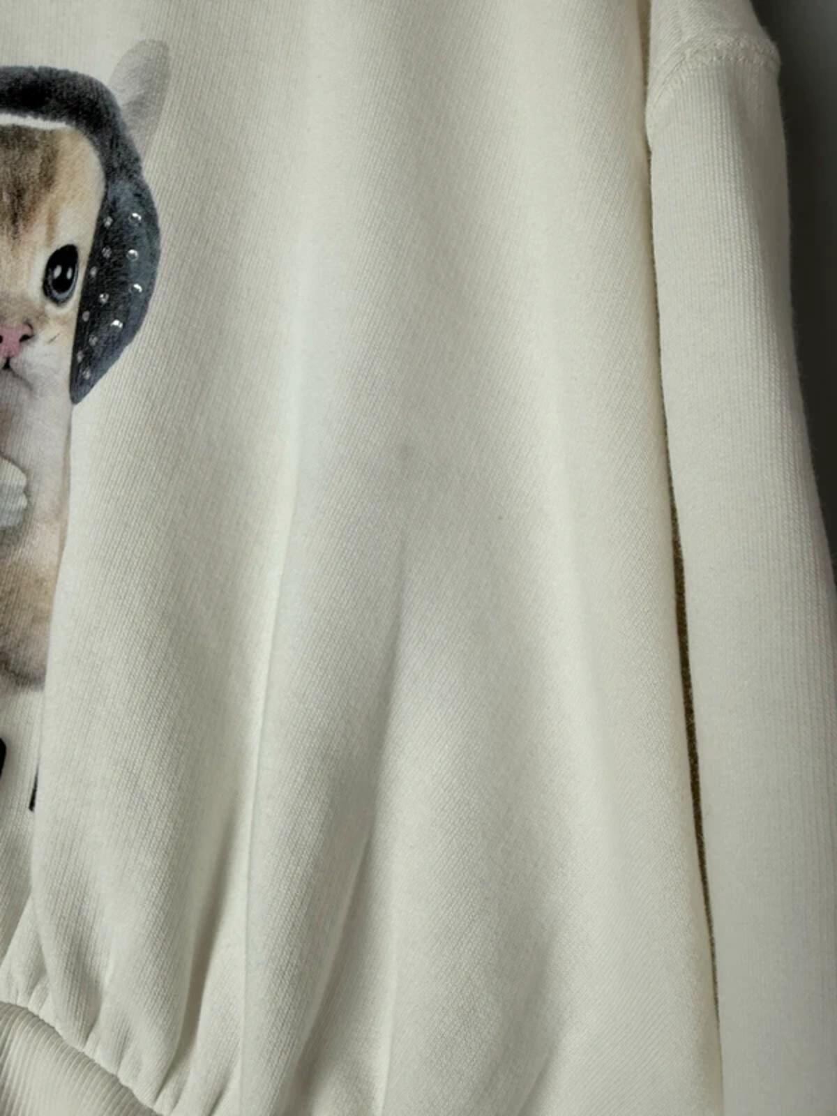 NEW Ex M&S Cream Kitten Cropped Sweater Jumper - Girls 9-10 Years