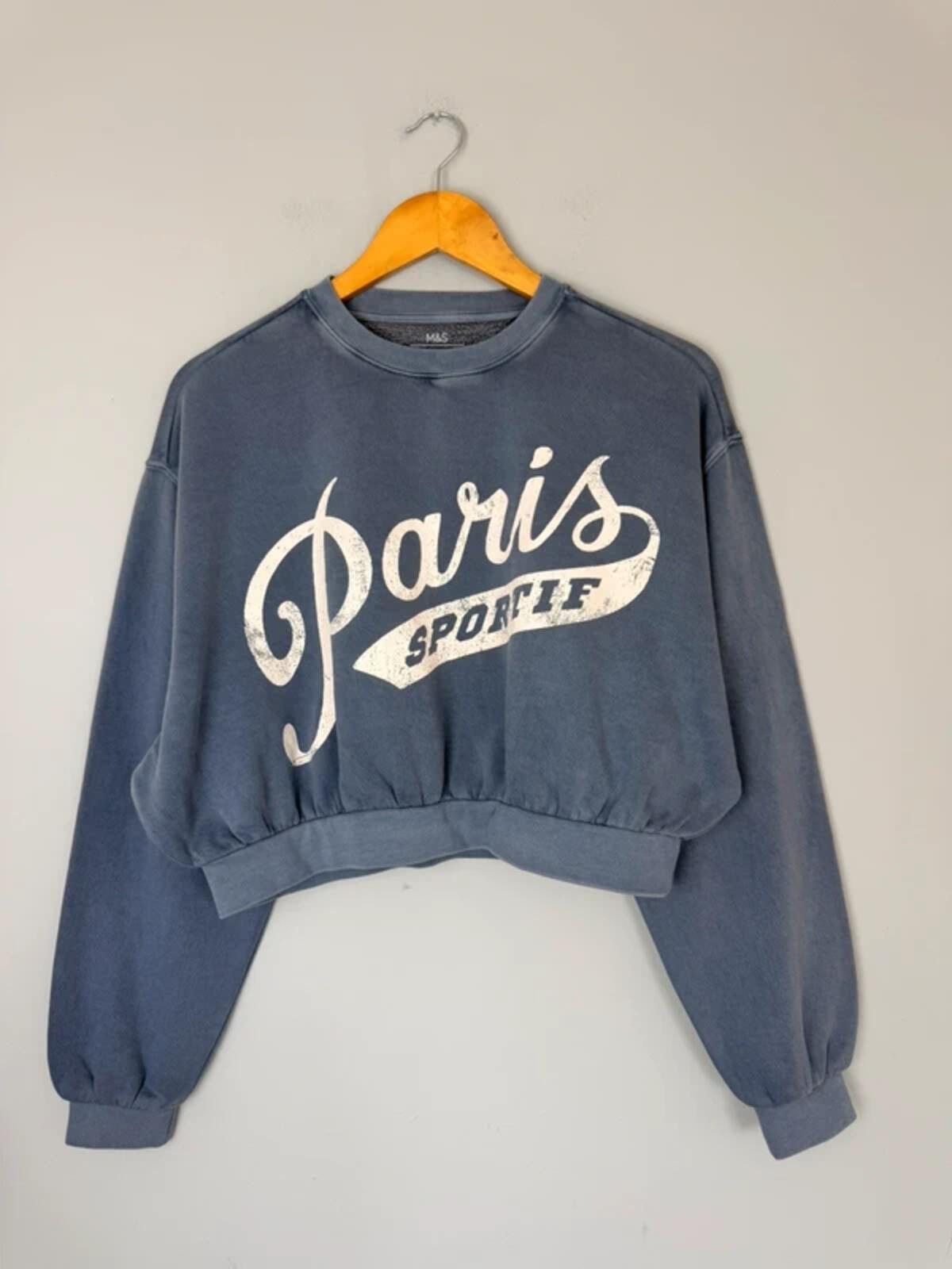 NEW Ex M&S Paris Varsity Style Cropped Sweater Jumper - Girls 15-16 Years