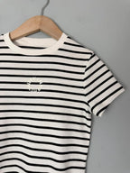NEW Ex M&S Weekend Club Striped Ribbed Short Sleeve Top - Girls 10-11 Years