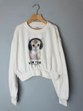 NEW Ex M&S Cream Kitten Cropped Sweater Jumper - Girls 9-10 Years