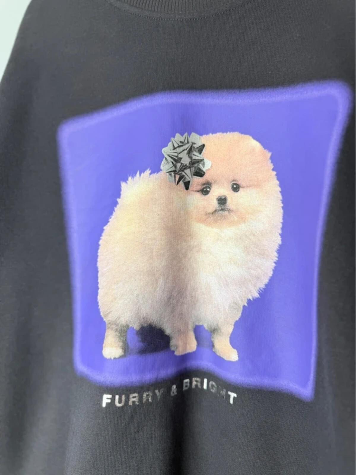 NEW Ex M&S Black Pomeranian Bow Jumper Sweater - Girls 8-9 Years