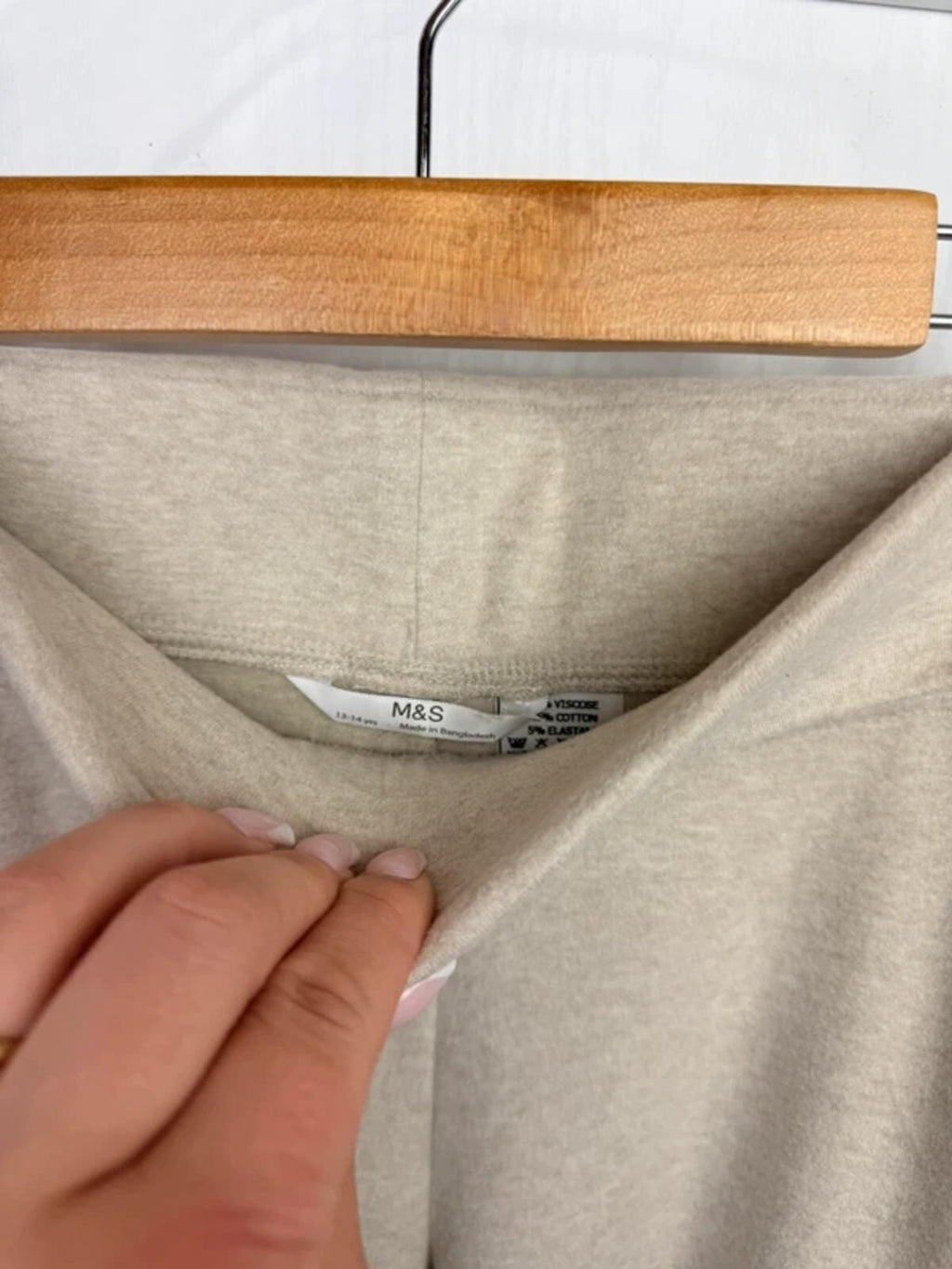 NEW Ex M&S Beige Wide Leg Fleece Leggings Joggers - Girls 13-14 Years
