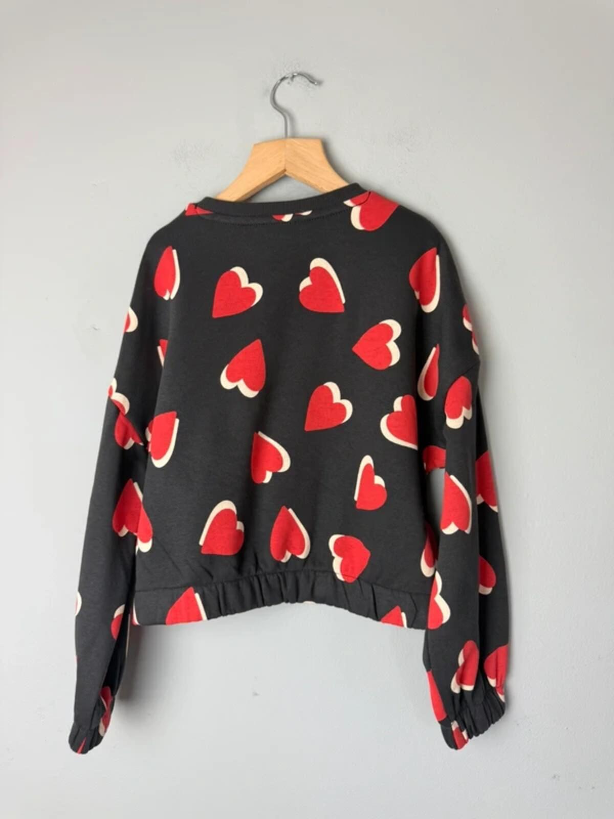 NEW Ex M&S Red Heart Cropped Sweater Jumper - Girls 7-8 Years