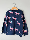 NEW Ex M&S Navy & Pink Unicorn Jumper Sweater - Girls 5-6 Years