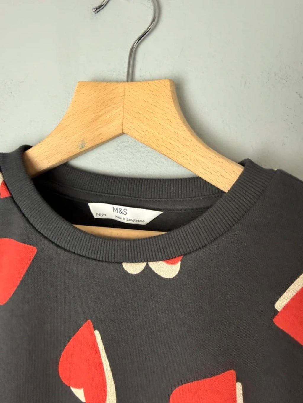 NEW Ex M&S Red Heart Cropped Sweater Jumper - Girls 7-8 Years
