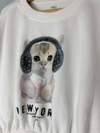 NEW Ex M&S Cream Kitten Cropped Sweater Jumper - Girls 9-10 Years