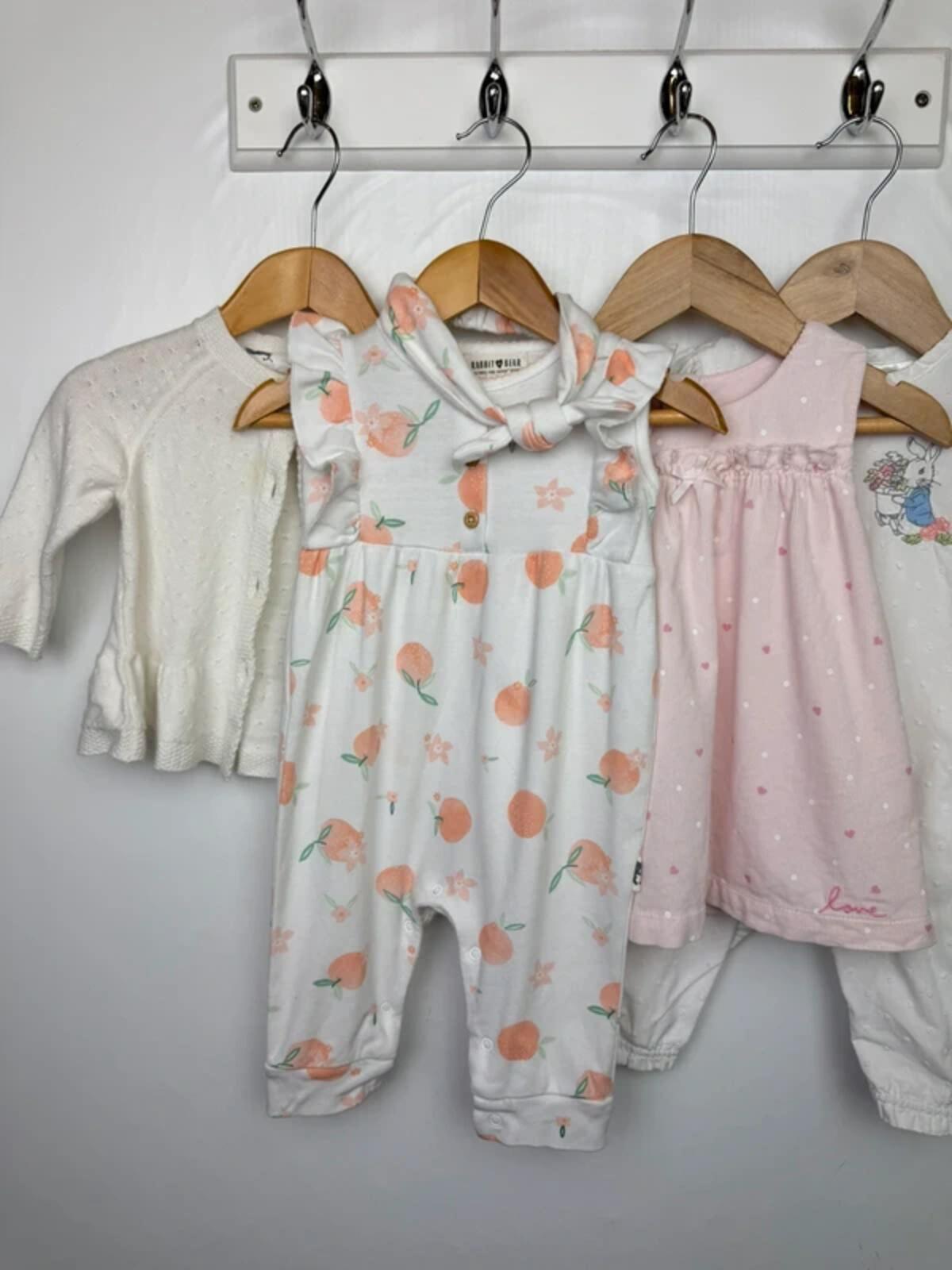Mantaray Next Rabbit & Bear Romper & Dress Bundle - Baby Girls 3-6 Months