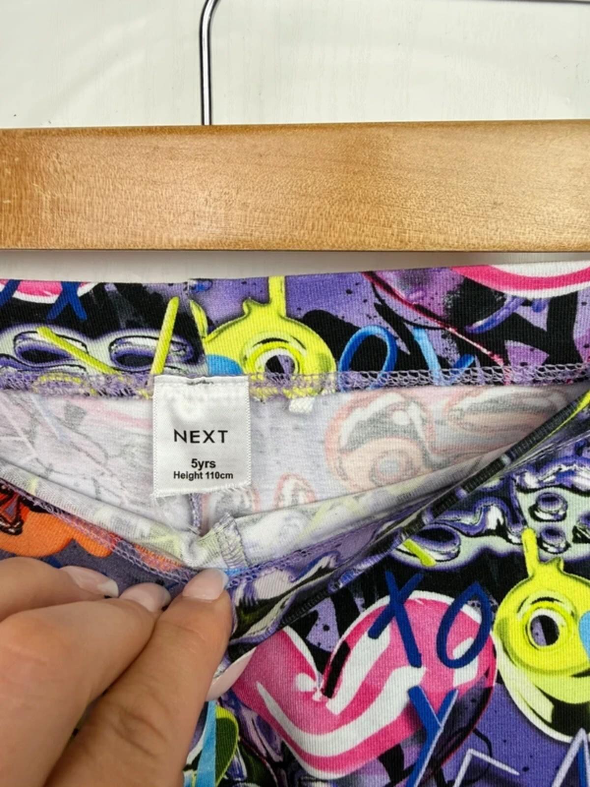 NEW Ex Next Purple Graffiti Leggings - Girls 5 Years