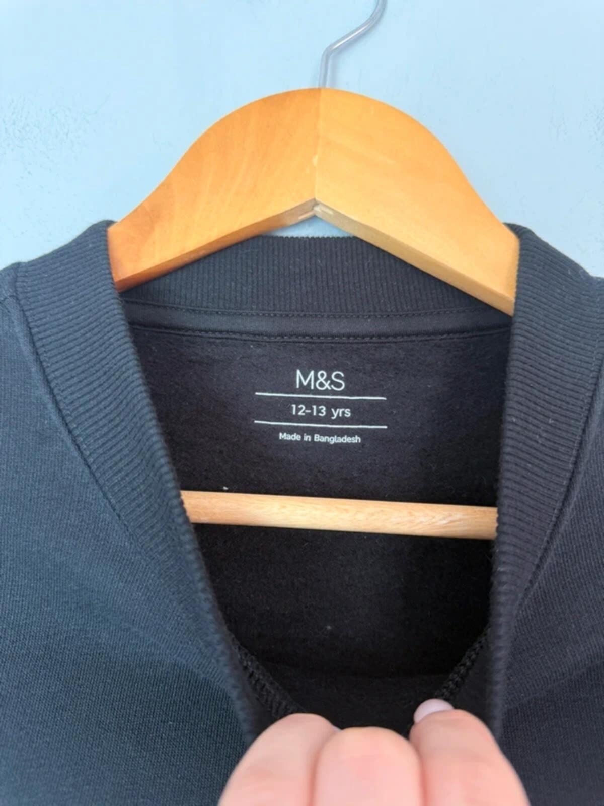 NEW Ex M&S Black Cropped Sweater Jumper - Girls 12-13 Years