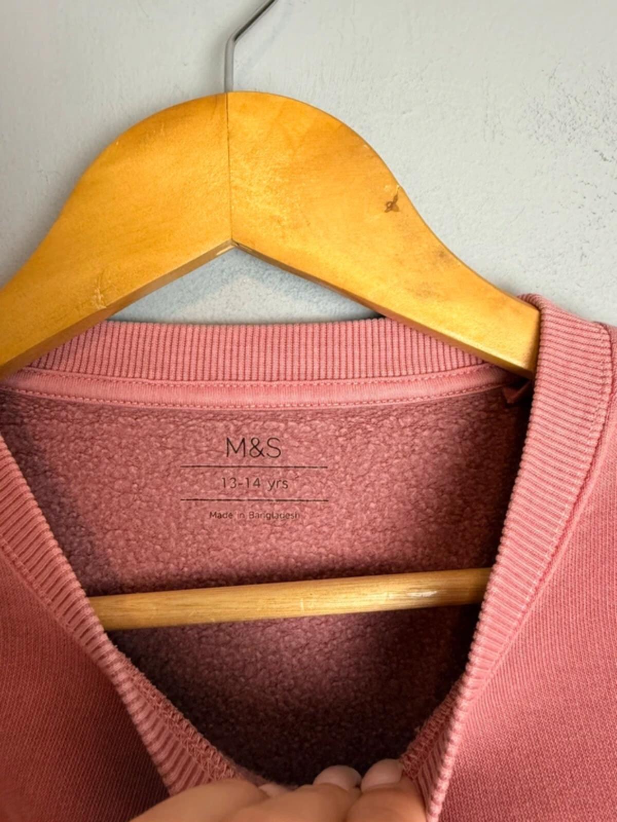 NEW Ex M&S Pink Stockholm Sweden Cropped Jumper Sweater - Girls 13-14 Years