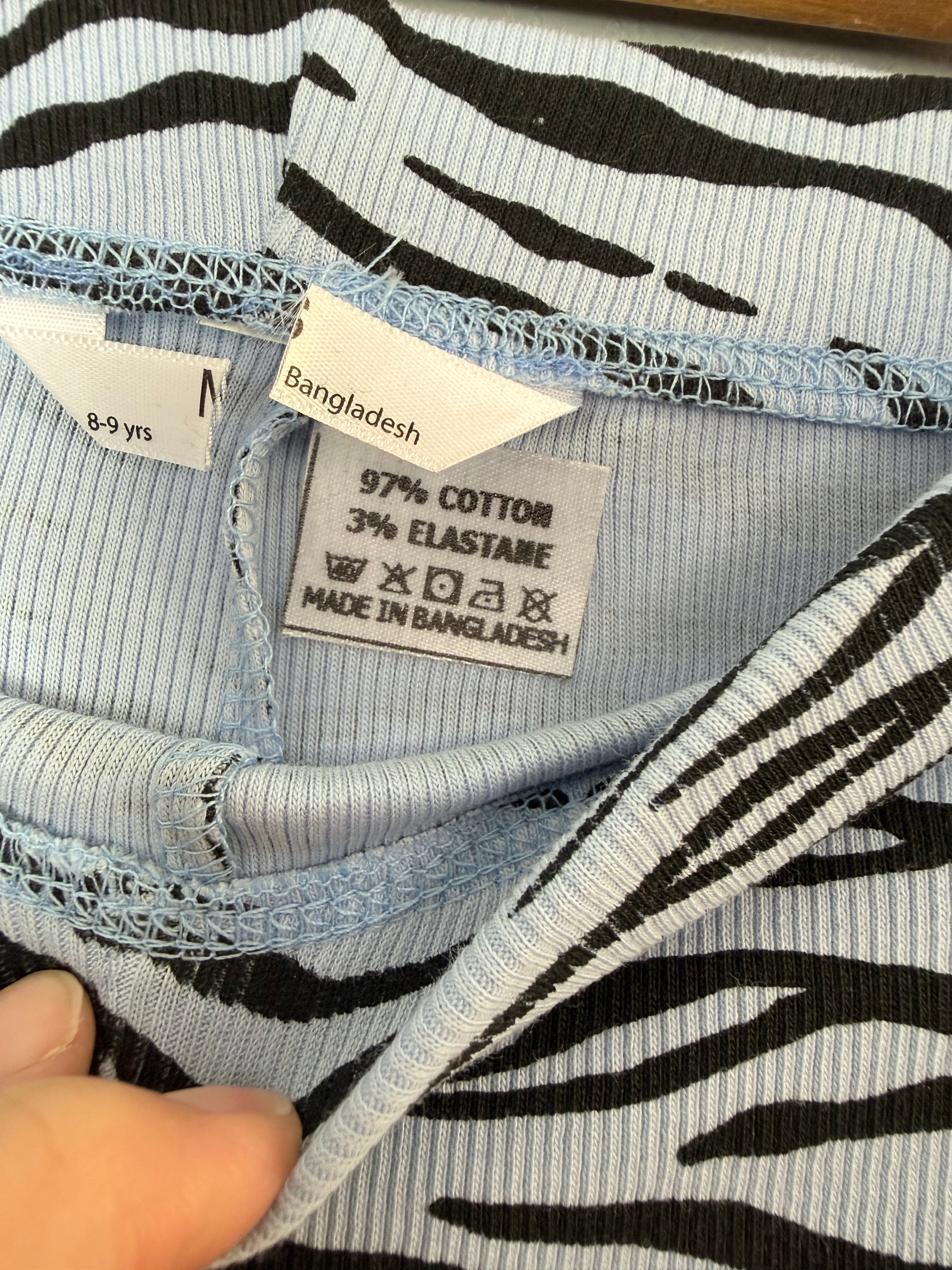 NEW Ex M&S Blue Zebra Print Leggings - Girls 6-7 Years