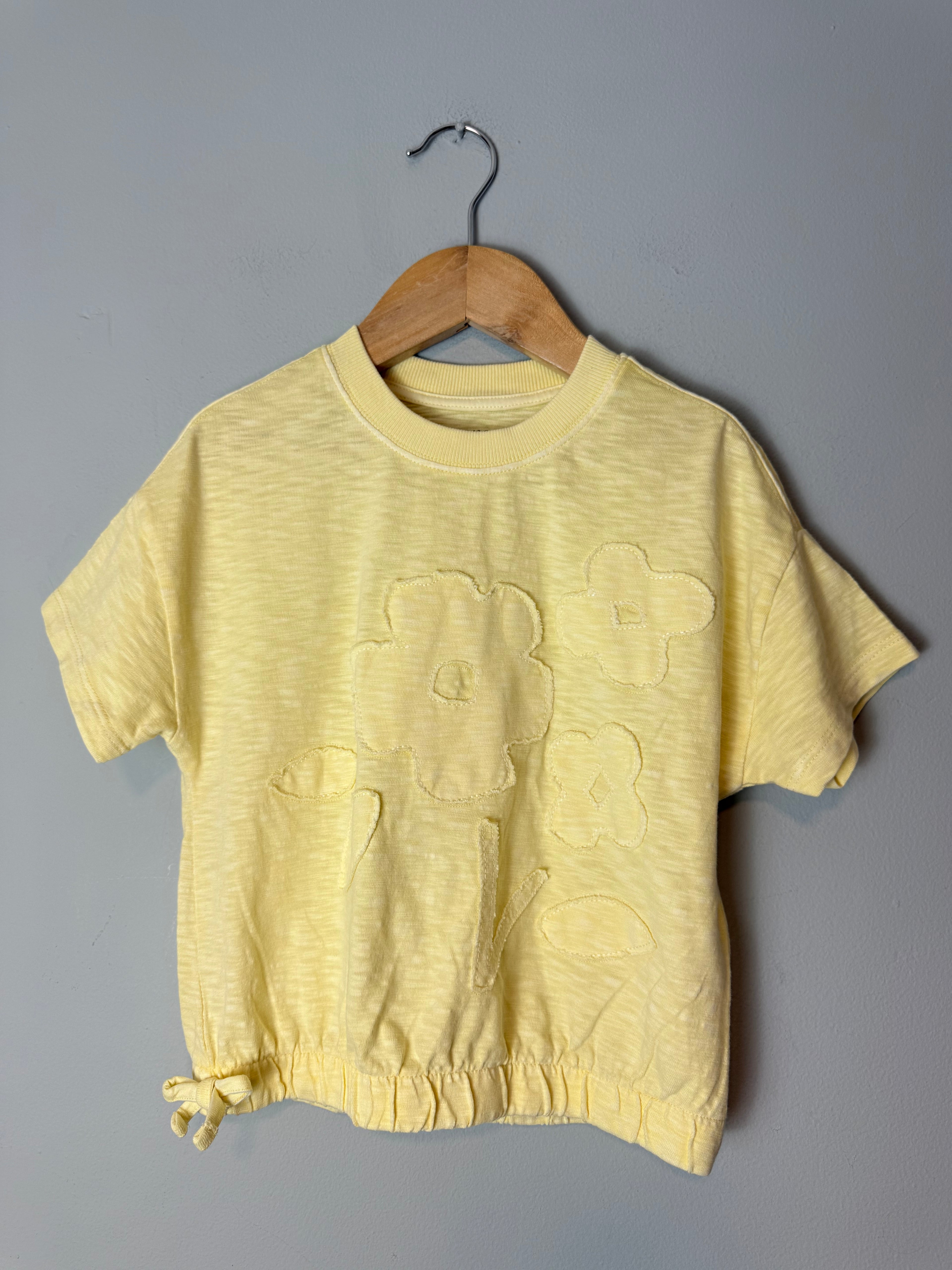 NEW Ex M&S Yellow Floral Short Sleeve Top - Girls 2-3 Years
