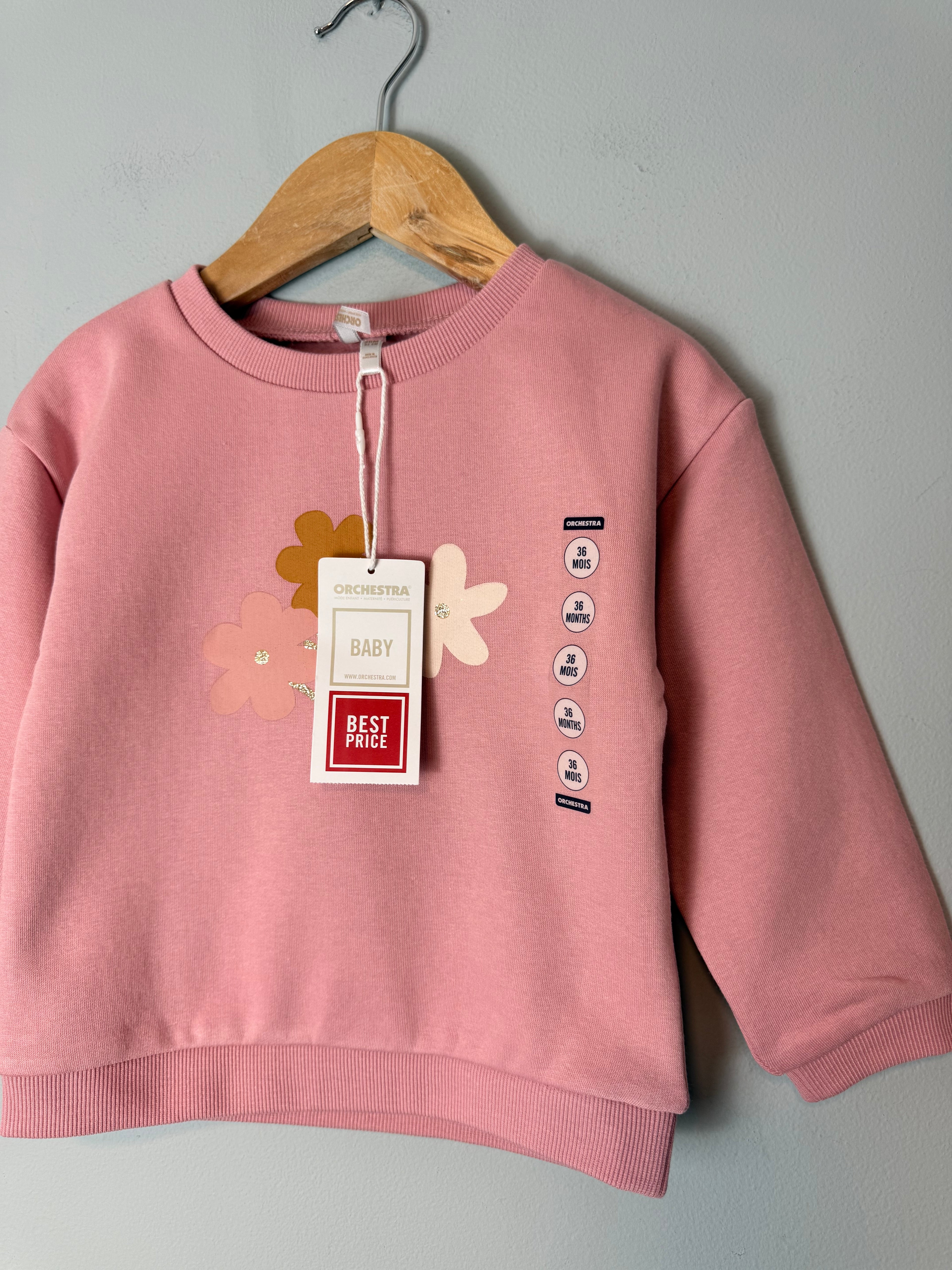 NEW Orchestra Pink Floral Jumper - Girls 36 Months
