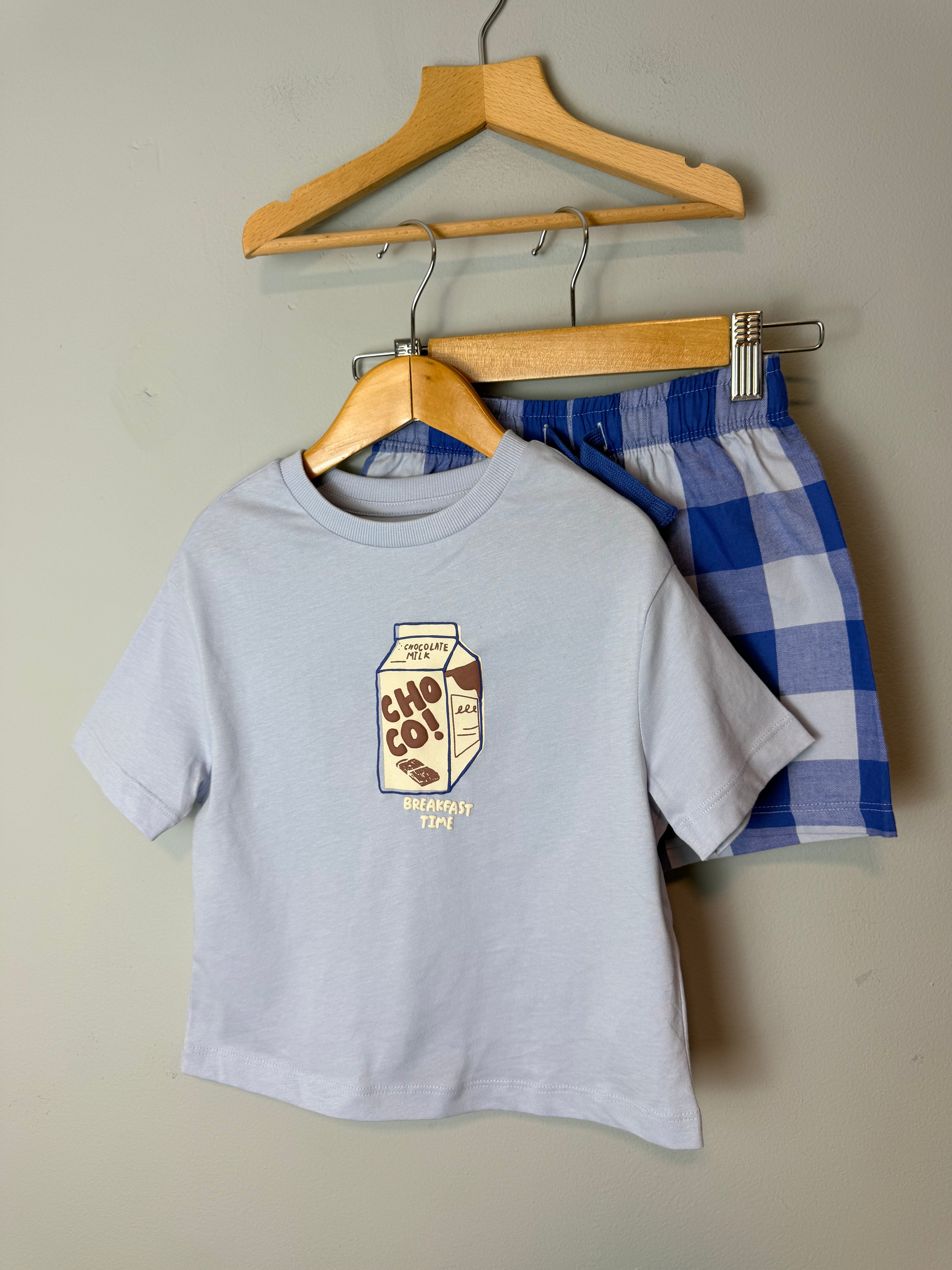 NEW Ex M&S Choco Milk Short Pyjama Set - Boys 2-3 Yearsa