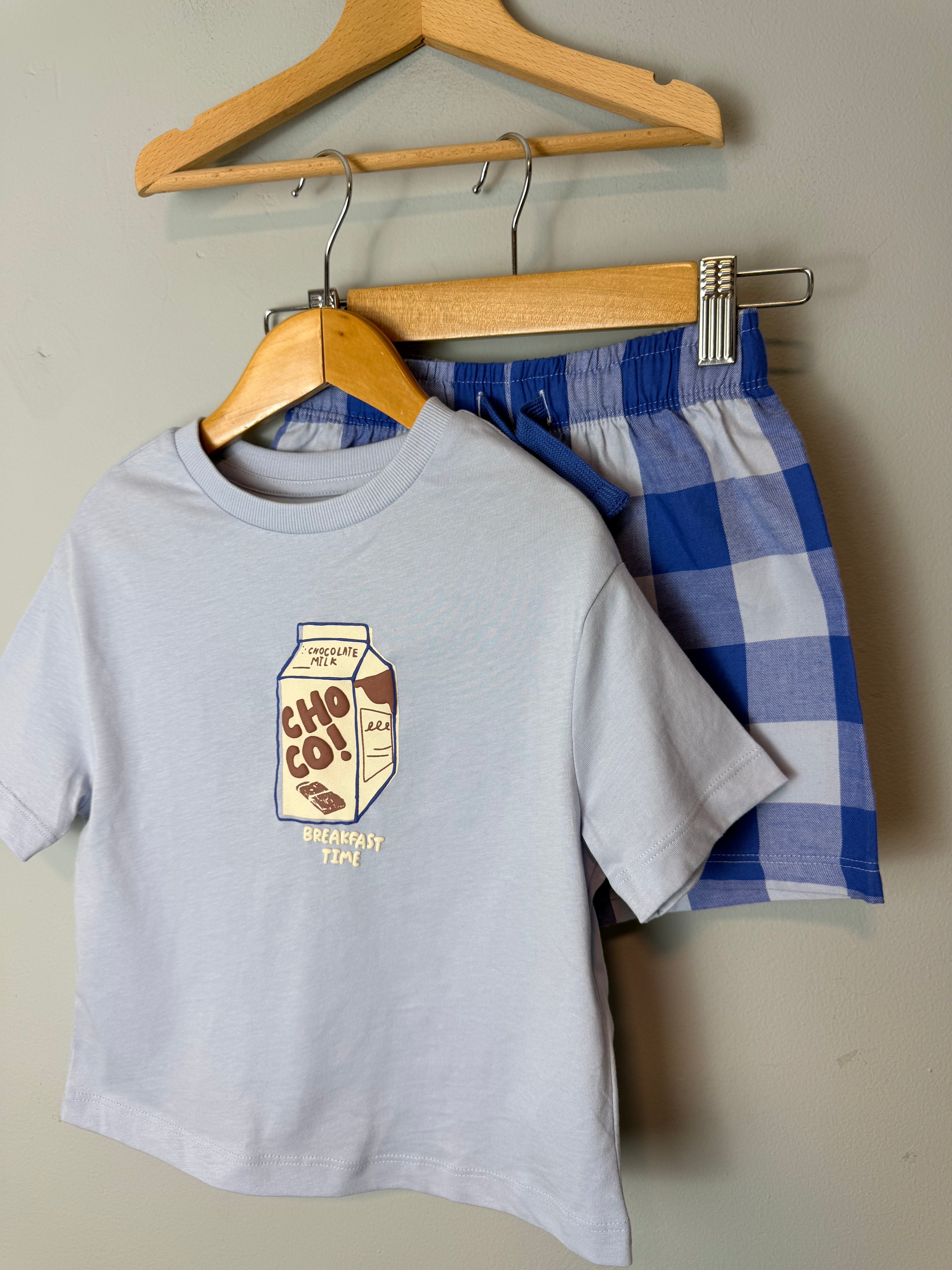 NEW Ex M&S Choco Milk Short Pyjama Set - Boys 2-3 Yearsa