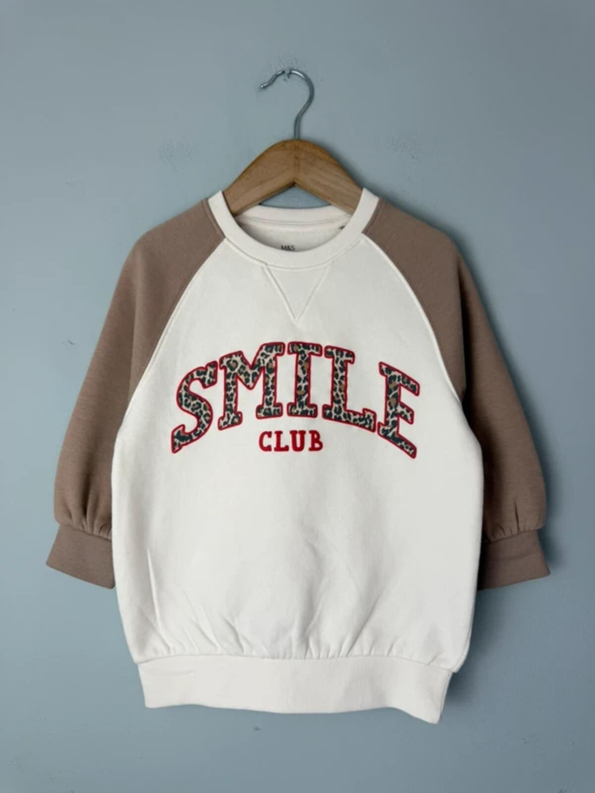 NEW Ex M&S ‘Smile Club’ Long Sweater Jumper - Girls 2-3 Years
