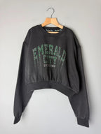 NEW Ex M&S Wicked Emerald City Black & Green Cropped Jumper Sweater - Girls 11-12 Years