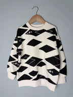NEW Ex M&S Black & Cream No Limits Sweater Jumper - Unisex 6-7 Years