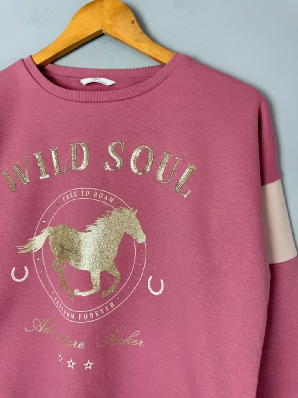 NEW Ex M&S Pink Wild Soul Horse Sweater Jumper - Girls 13-14 Years