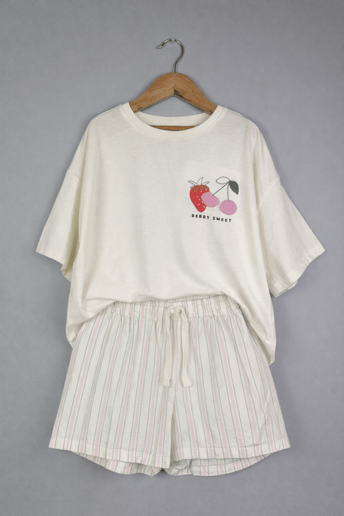 Berry Sweet Shortie Pyjama Set - Girls 9 - 15 Years - Discounted high street clothing for children, ladies and men including everyday wear and seasonal styles. UK online