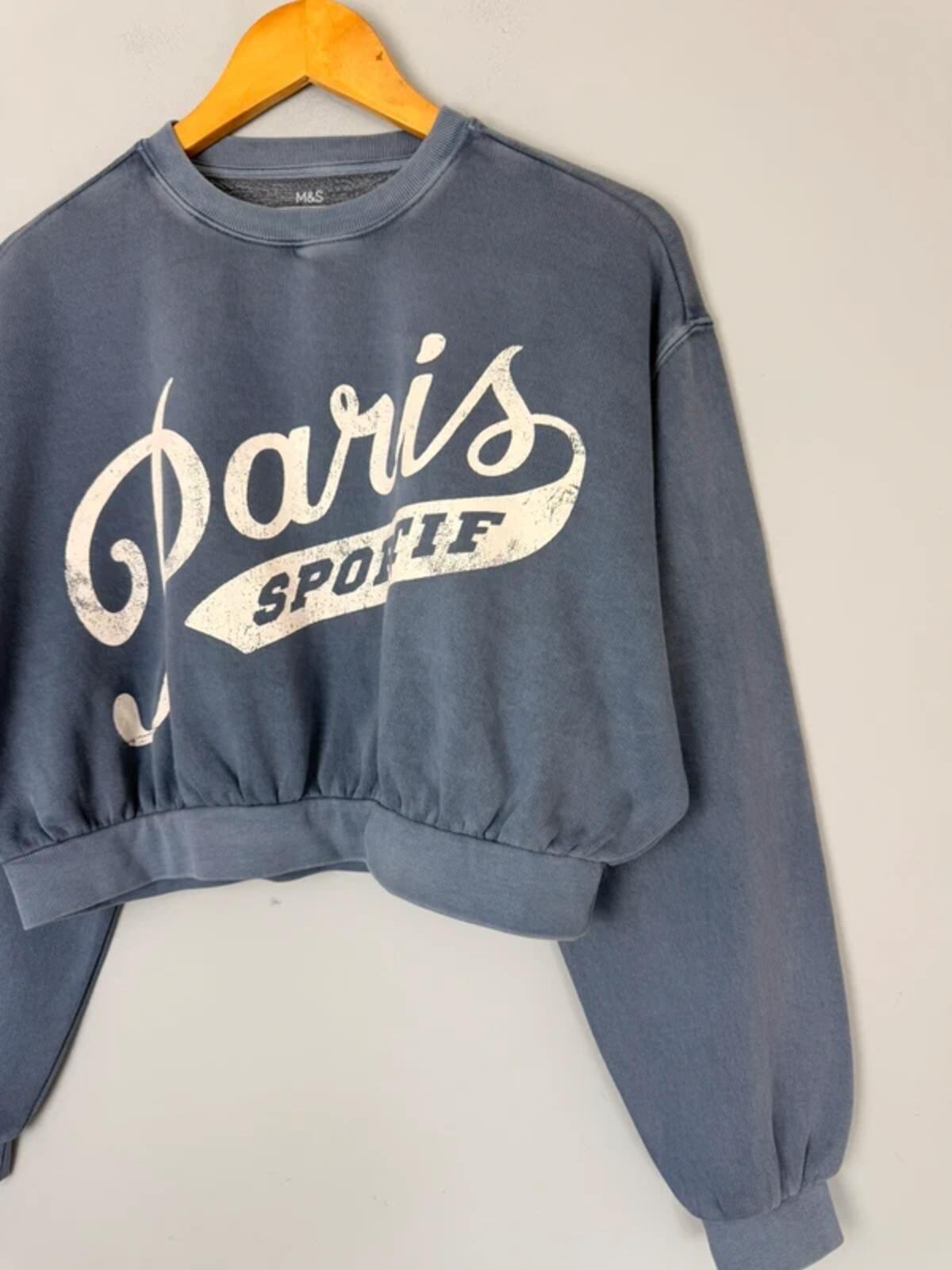 NEW Ex M&S Paris Varsity Style Cropped Sweater Jumper - Girls 15-16 Years