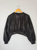 NEW Ex M&S Black Foil Detail Cropped Sweater Jumper - Girls 14-15 Years
