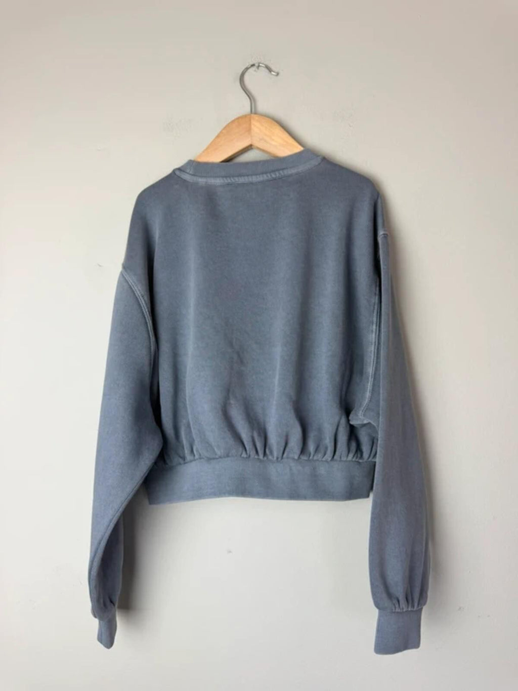 NEW Ex M&S Cotton Rich Paris Blue Cropped Sweater Jumper - Girls 9-10 Years