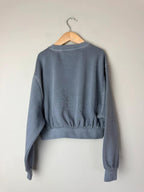 NEW Ex M&S Cotton Rich Paris Blue Cropped Sweater Jumper - Girls 9-10 Years