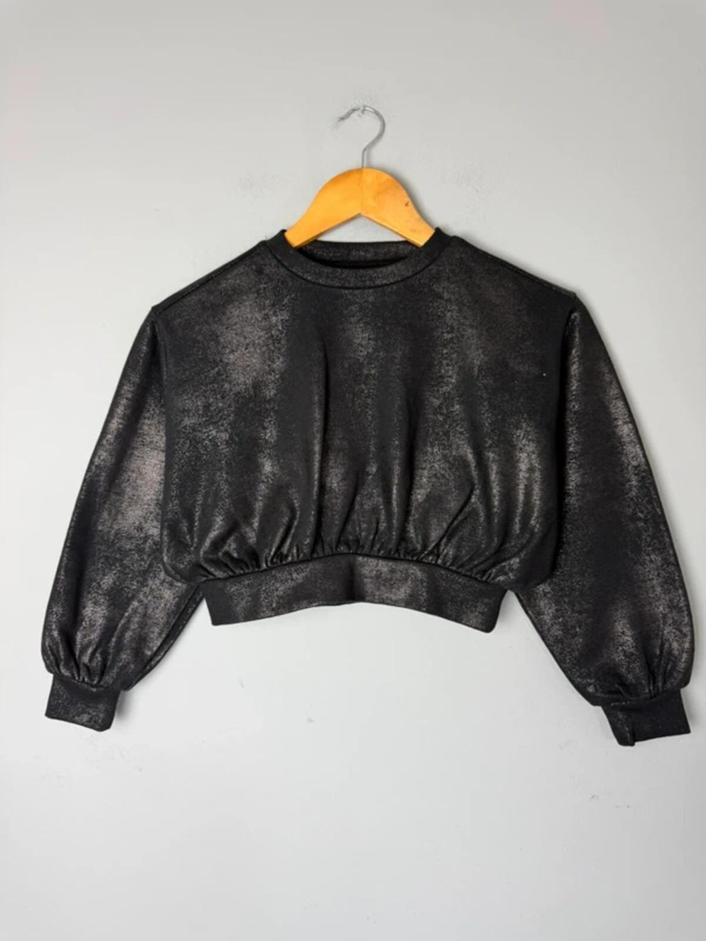 NEW Ex M&S Black Foil Detailed Sweater Jumper - Girls 8-9 Years