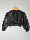 NEW Ex M&S Black Foil Detailed Sweater Jumper - Girls 8-9 Years