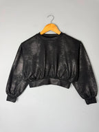 NEW Ex M&S Black Foil Detailed Sweater Jumper - Girls 8-9 Years