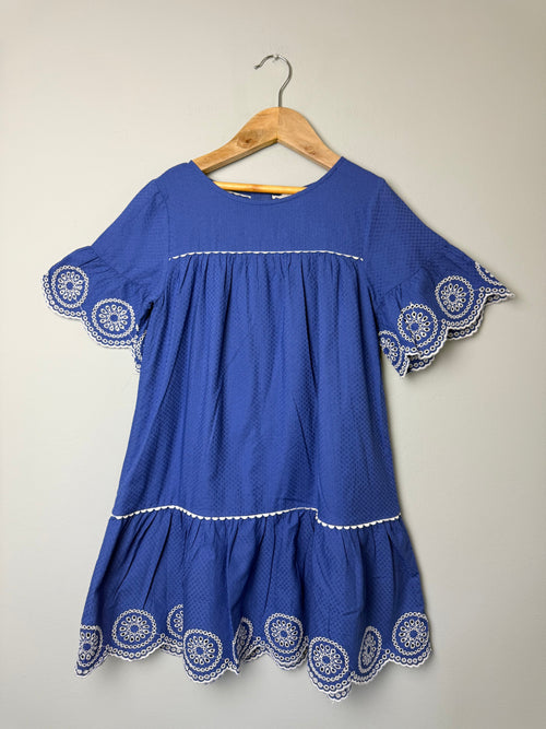 Crew Clothing Company Blue Embroidered Dress - Girls 8 - 9 Years - Discounted high street clothing for children, ladies and men including everyday wear and seasonal styles. UK online